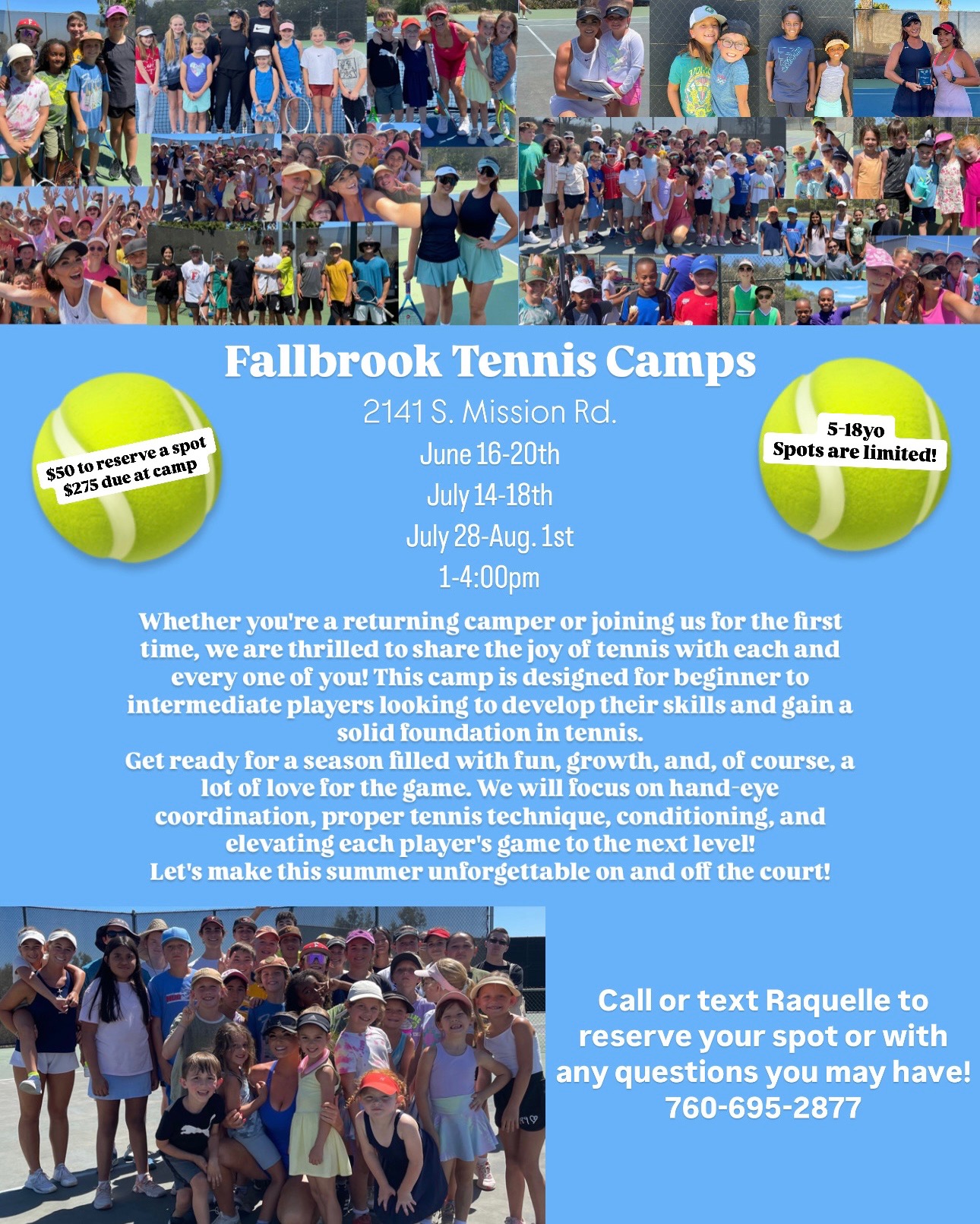 Junior Tennis Summer Camps Fallbrook