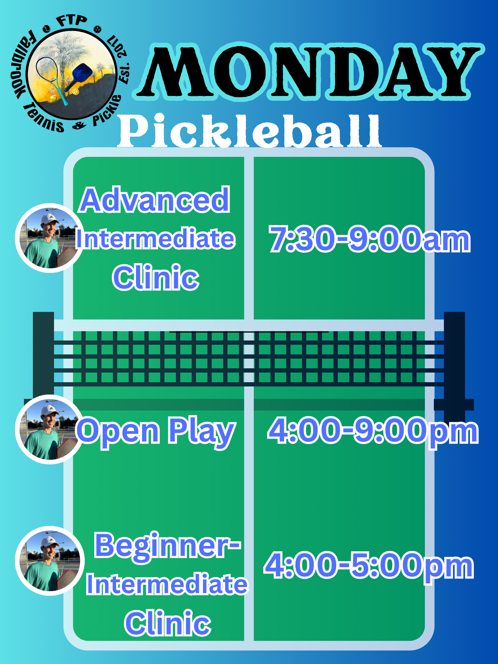 Pickleball Fallbrook Monday Schedule