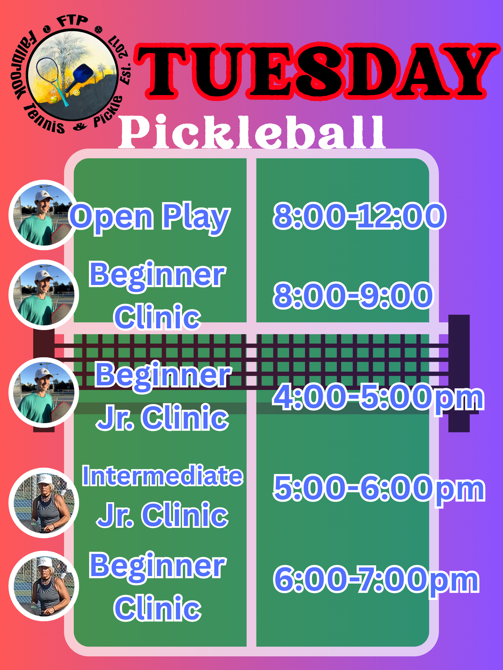 Pickleball Fallbrook Tuesday Schedule