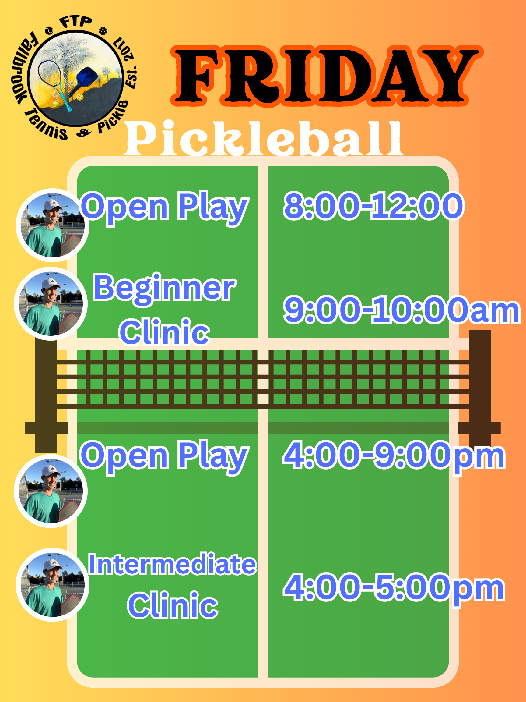 Pickleball Fallbrook Friday Schedule